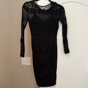Black long sleeve lace classy dress